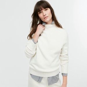 J. Crew Point Sur Supersoft Yarn Mock Neck Knit Sweater Neutral Cream Small